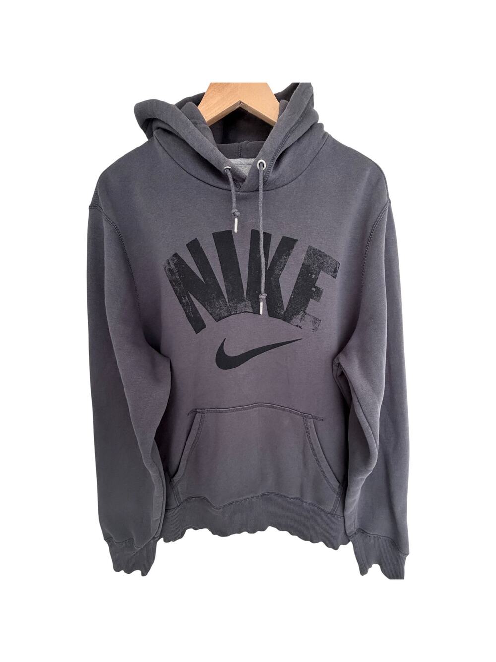 Nike Pullover Hoodie Mens XL Gray Black Logo Sweatshirt Athletic Fleece